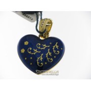 FABERGE' pendente cuore oro giallo 18kt smalto blue e diamanti referenza F-1099